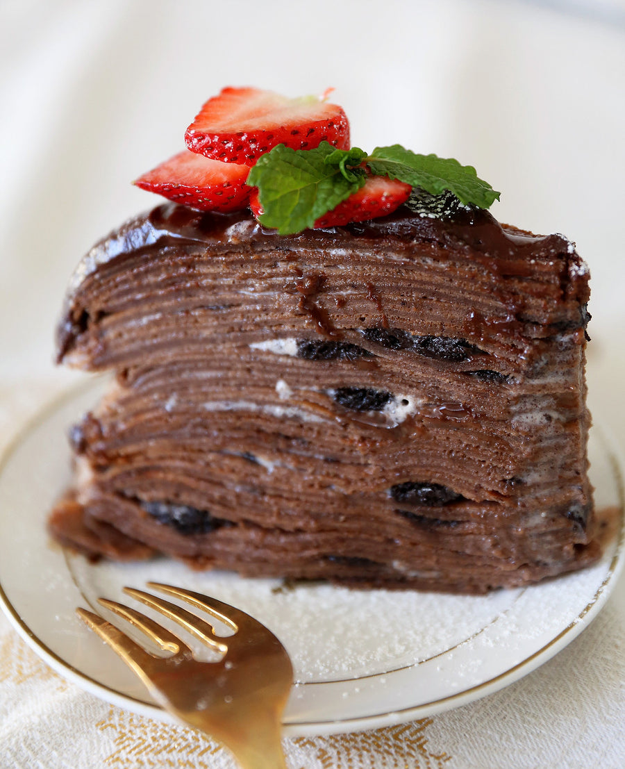 Chocolate Crepe and Ice Cream Layer Cake