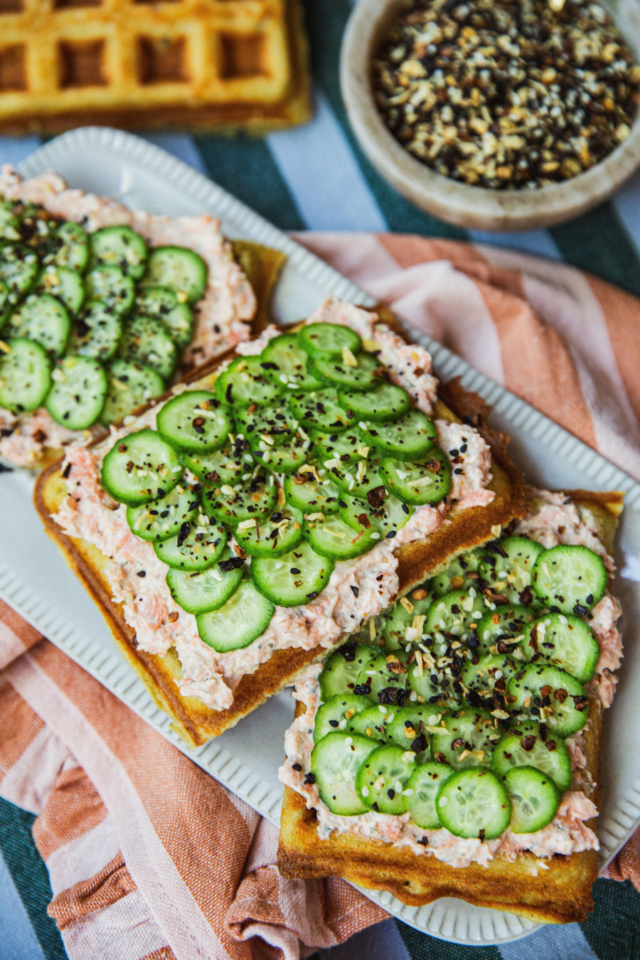 Protein Waffles with Salmon Spread