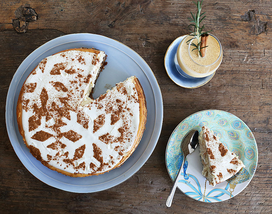 Eggnog Cheesecake with Piloncillo Cookie Crust